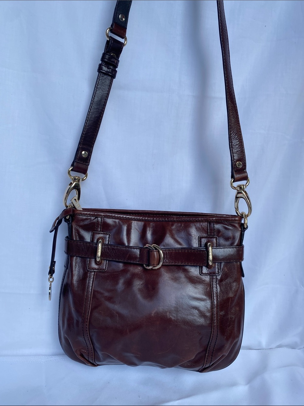 DKNY Brown Leather Crossbody Bag - Classic Women's Shoulder Bag